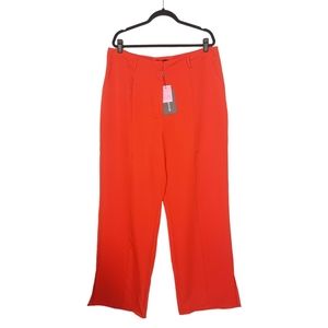 PRETTYLITTLETHING Vibrant Orange Tailored High Waist Wide Leg Trousers 16 NWT